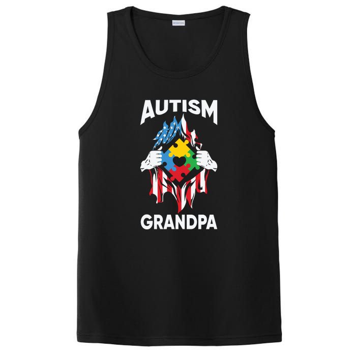 Autism Grandpa American Flag Autism Awareness Puzzle PosiCharge Competitor Tank