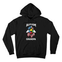 Autism Grandpa American Flag Autism Awareness Puzzle Tall Hoodie