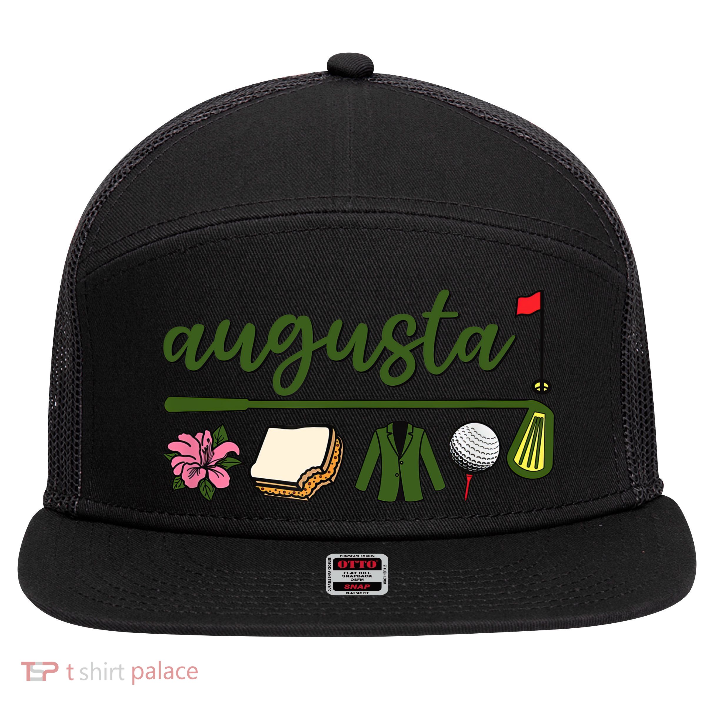 Augusta Georgia, Azalea, Golf, Pimento Cheese, Jacket Design  7 Panel Mesh Trucker Snapback Hat