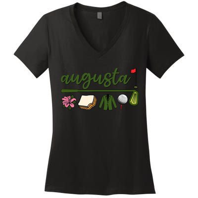 Augusta Georgia, Azalea, Golf, Pimento Cheese, Jacket Design  Women's V-Neck T-Shirt