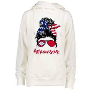 Arkansas Girl Arkansas Flag State Girlfriend Womens Funnel Neck Pullover Hood