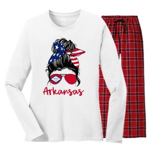 Arkansas Girl Arkansas Flag State Girlfriend Women's Long Sleeve Flannel Pajama Set 