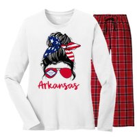 Arkansas Girl Arkansas Flag State Girlfriend Women's Long Sleeve Flannel Pajama Set 