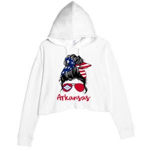 Arkansas Girl Arkansas Flag State Girlfriend Crop Fleece Hoodie