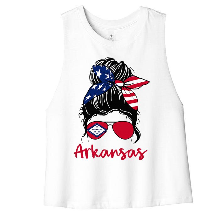 Arkansas Girl Arkansas Flag State Girlfriend Women's Racerback Cropped Tank