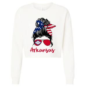 Arkansas Girl Arkansas Flag State Girlfriend Cropped Pullover Crew