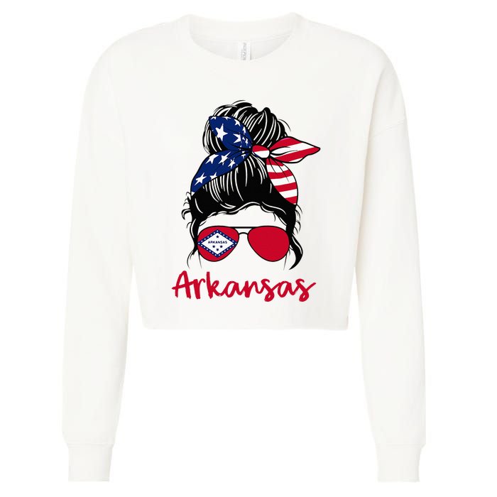 Arkansas Girl Arkansas Flag State Girlfriend Cropped Pullover Crew