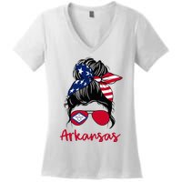 Arkansas Girl Arkansas Flag State Girlfriend Women's V-Neck T-Shirt