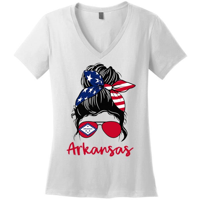 Arkansas Girl Arkansas Flag State Girlfriend Women's V-Neck T-Shirt