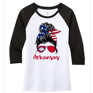 Arkansas Girl Arkansas Flag State Girlfriend Women's Tri-Blend 3/4-Sleeve Raglan Shirt