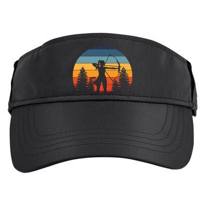 Archery Gift Archer Bow Vintage Retro Sunset Adult Drive Performance Visor