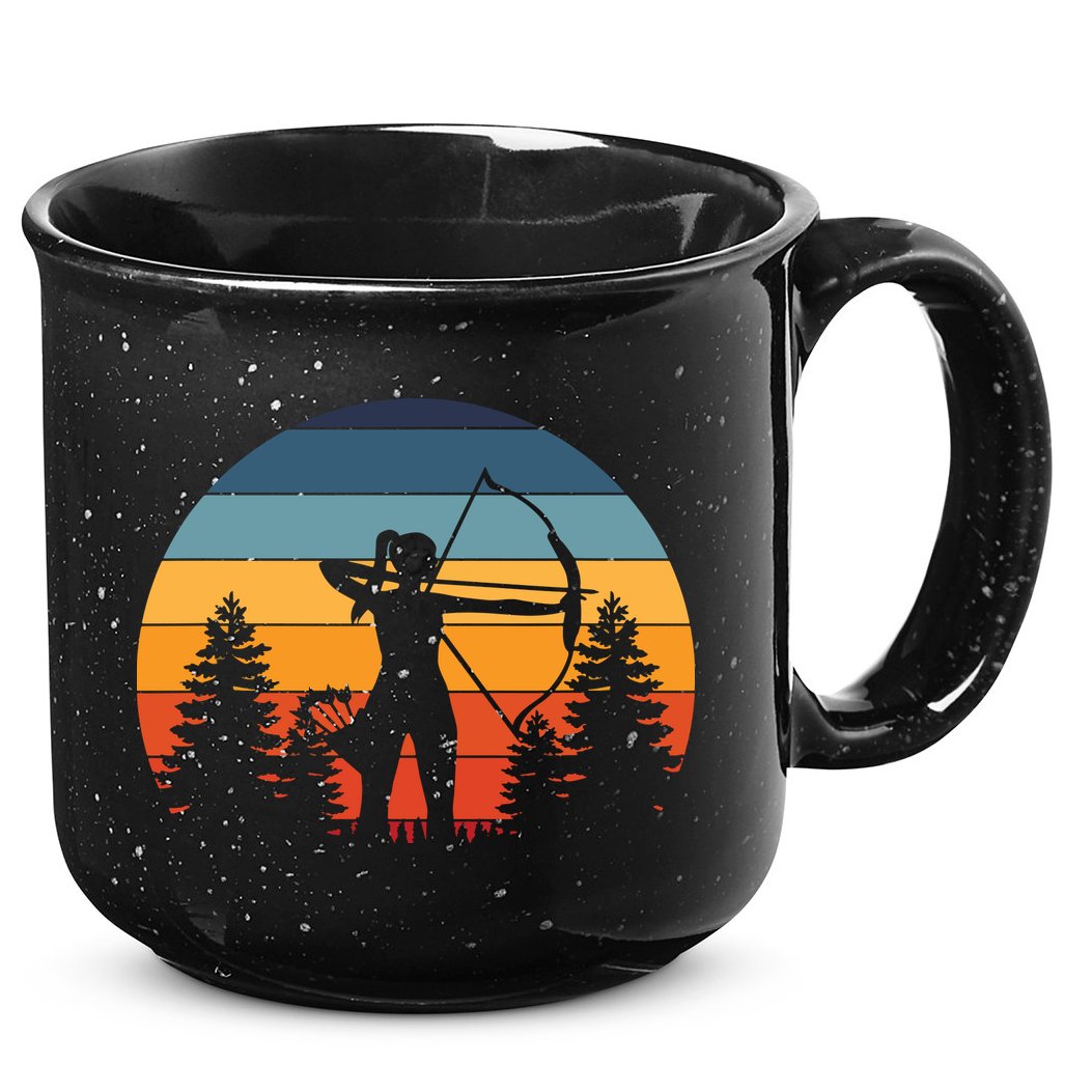 Archery Gift Archer Bow Vintage Retro Sunset 15oz Campfire Ceramic Mug