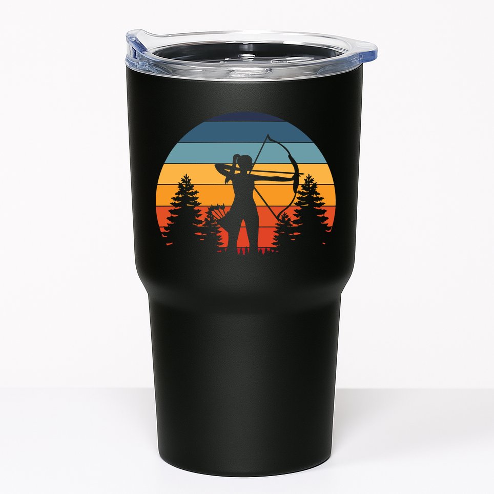 Archery Gift Archer Bow Vintage Retro Sunset Tumbler