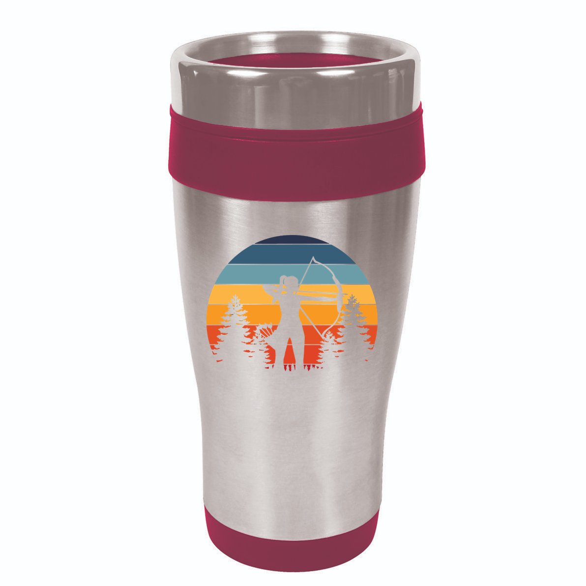 Archery Gift Archer Bow Vintage Retro Sunset 16oz Travel Tumbler
