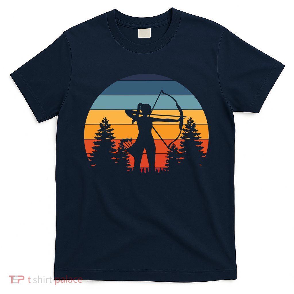 Archery Gift Archer Bow Vintage Retro Sunset T-Shirt