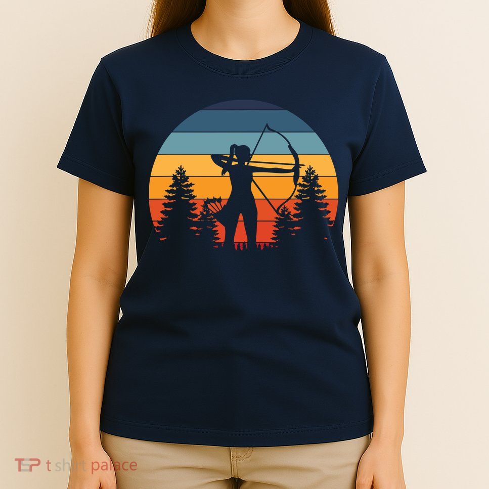 Archery Gift Archer Bow Vintage Retro Sunset T-Shirt