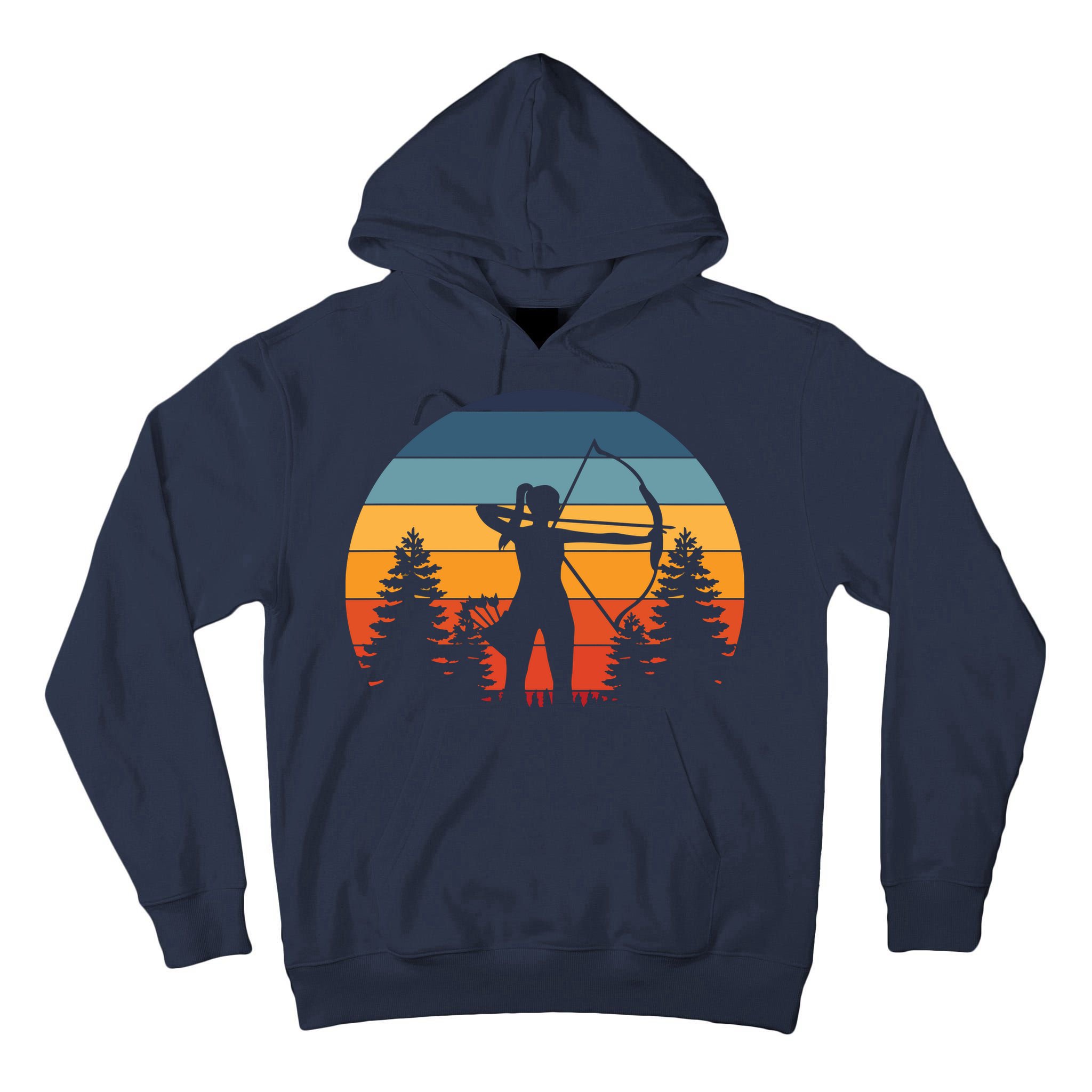 Archery Gift Archer Bow Vintage Retro Sunset Tall Hoodie