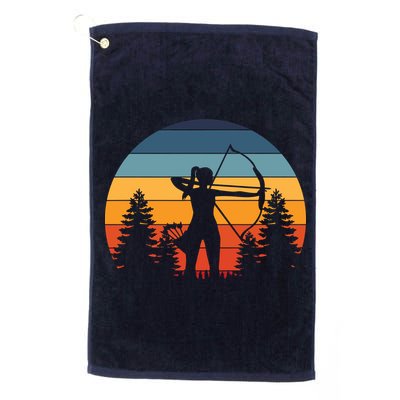 Archery Gift Archer Bow Vintage Retro Sunset Golf Towel