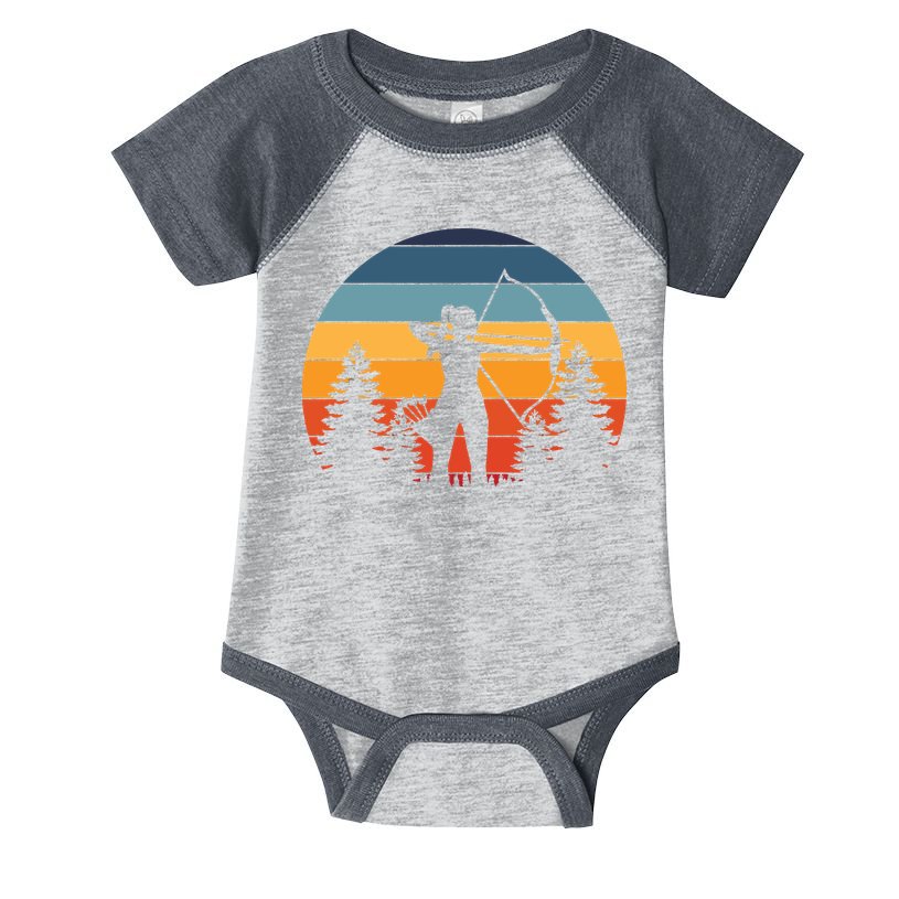 Archery Gift Archer Bow Vintage Retro Sunset Infant Baby Jersey Bodysuit