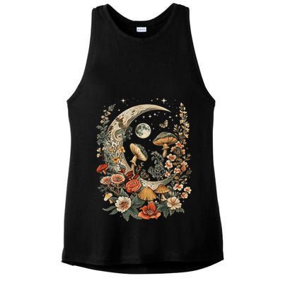 Aesthetic Goblincore And Dark Cottage Core Clothes Mushroom Ladies PosiCharge Tri-Blend Wicking Tank