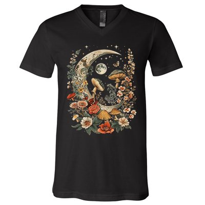 Aesthetic Goblincore And Dark Cottage Core Clothes Mushroom V-Neck T-Shirt