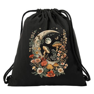 Aesthetic Goblincore And Dark Cottage Core Clothes Mushroom Drawstring Bag