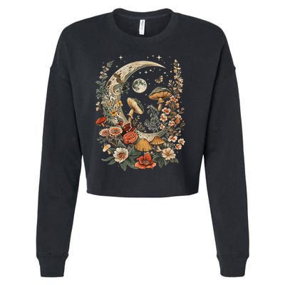 Aesthetic Goblincore And Dark Cottage Core Clothes Mushroom Cropped Pullover Crew