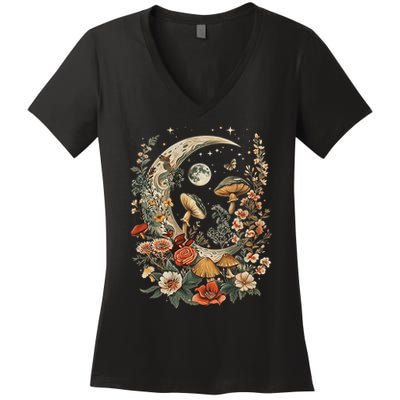 Aesthetic Goblincore And Dark Cottage Core Clothes Mushroom Women's V-Neck T-Shirt