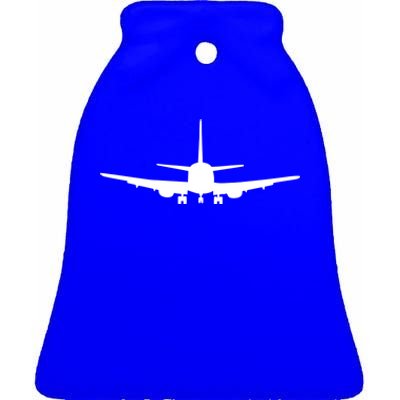 Airplane Gift Airplane Jet Gift Blue Small Ceramic Bell Ornament