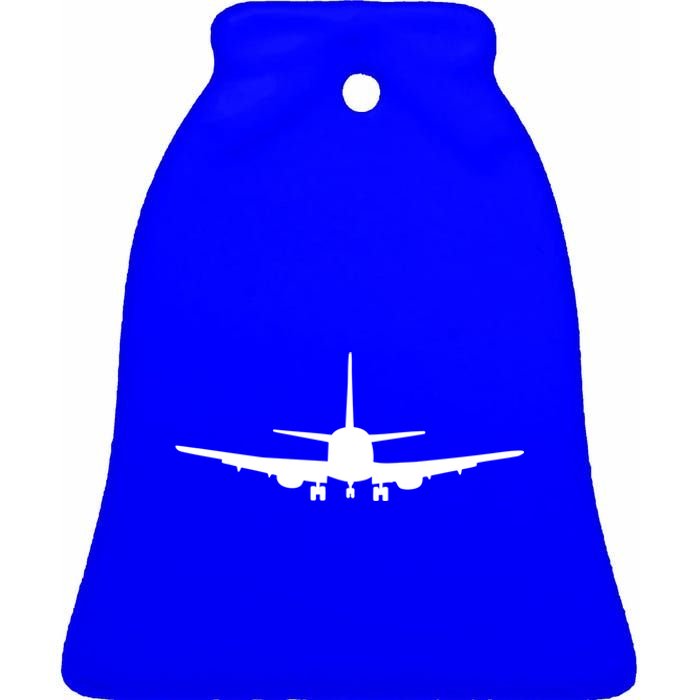 Airplane Gift Airplane Jet Gift Blue Small Ceramic Bell Ornament