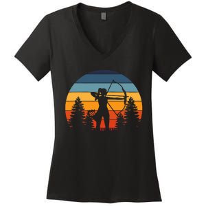 Archery Girl Archer Bow Women's V-Neck T-Shirt