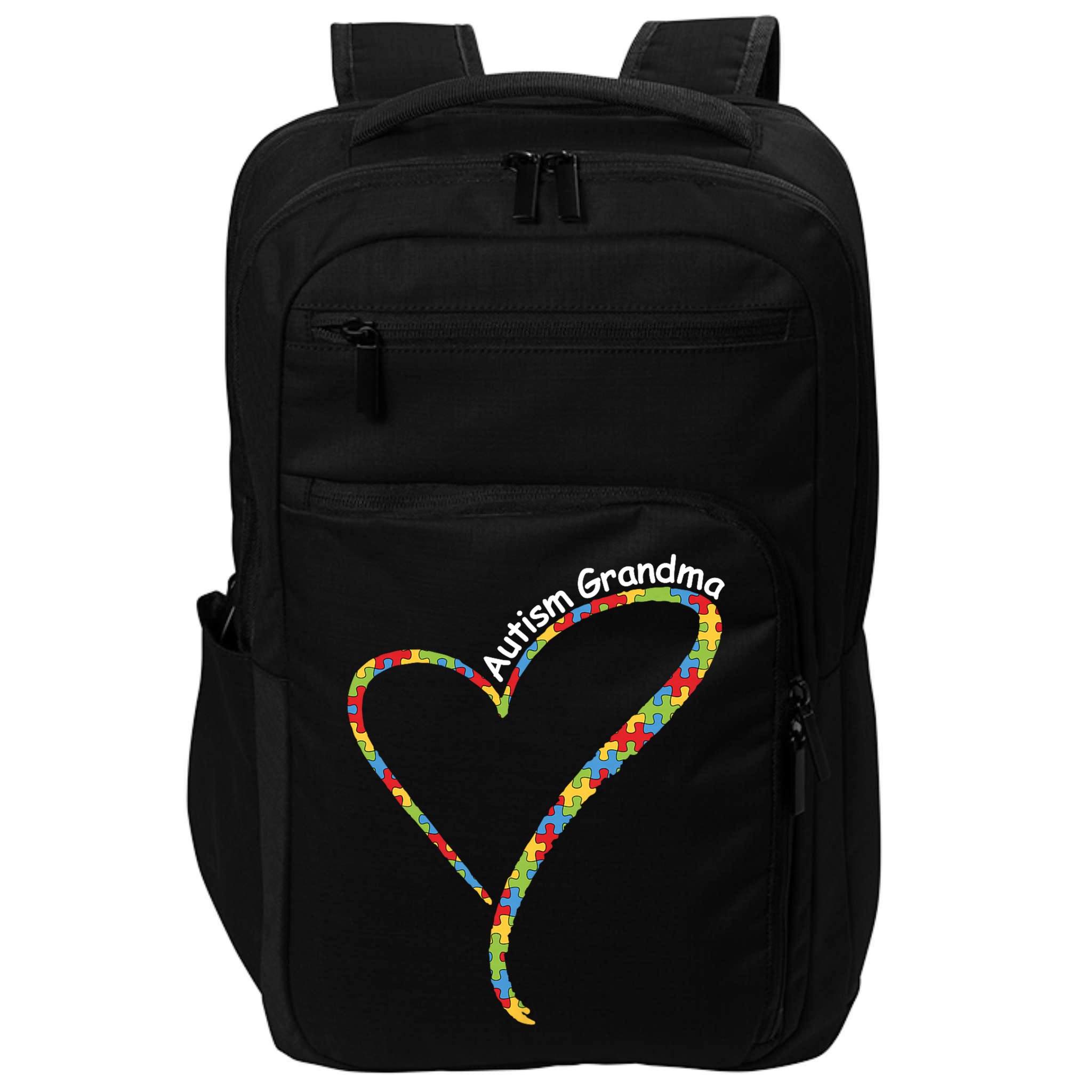 Autism Grandma Autism Awareness Puzzle Piece Heart Impact Tech Backpack