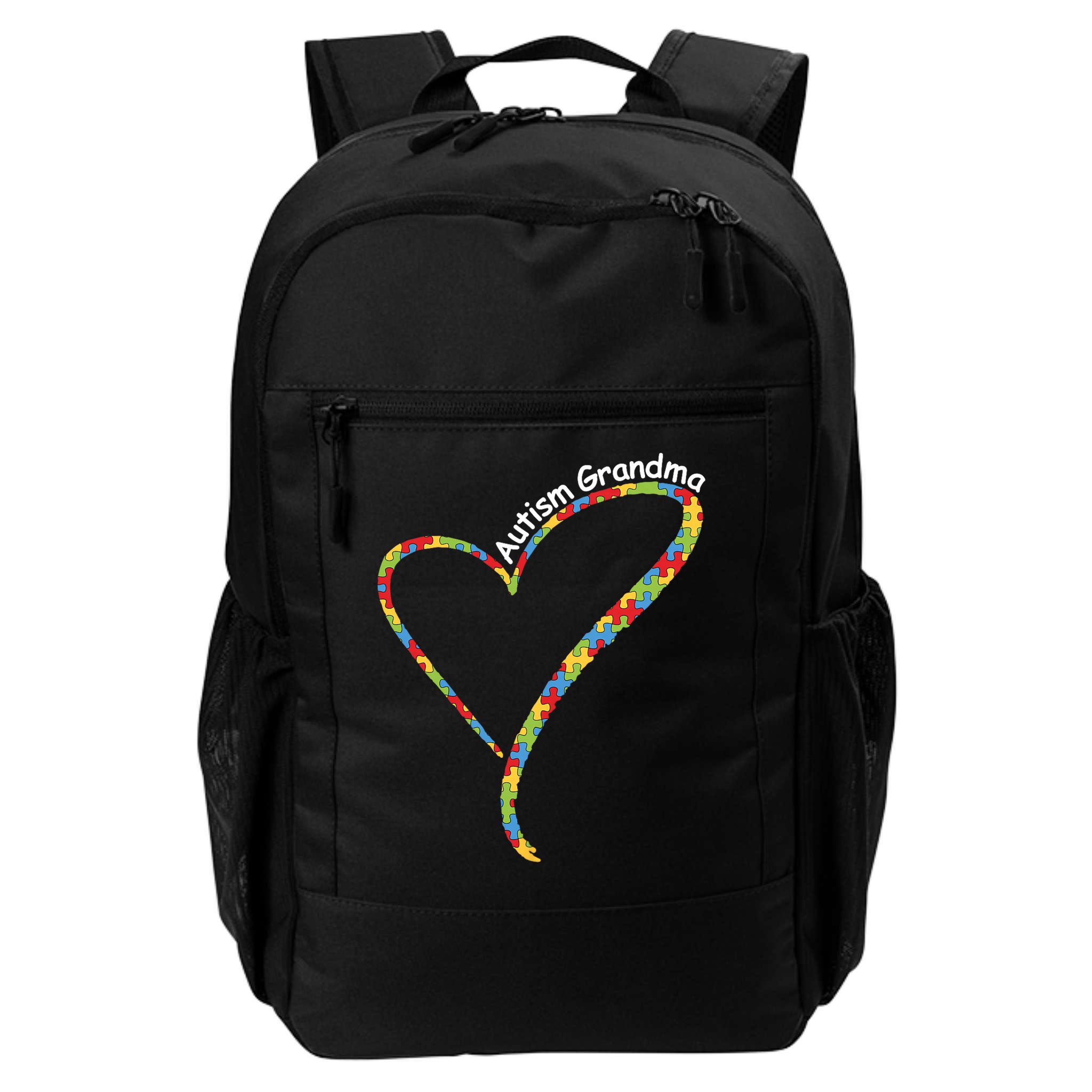 Autism Grandma Autism Awareness Puzzle Piece Heart Backpack