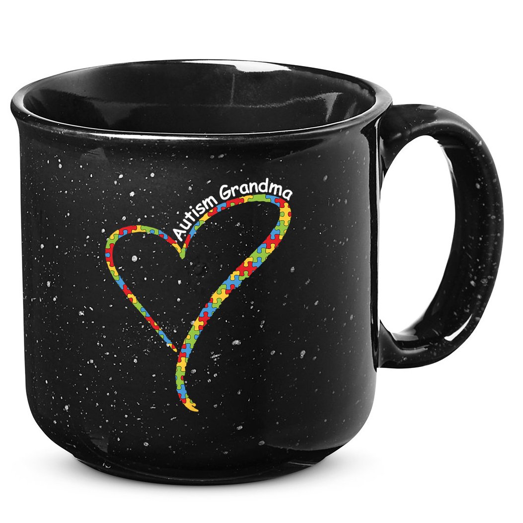 Autism Grandma Autism Awareness Puzzle Piece Heart 15oz Campfire Ceramic Mug