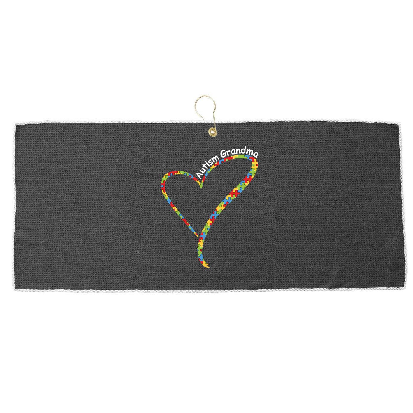 Autism Grandma Autism Awareness Puzzle Piece Heart Large Microfiber Waffle Golf Towel