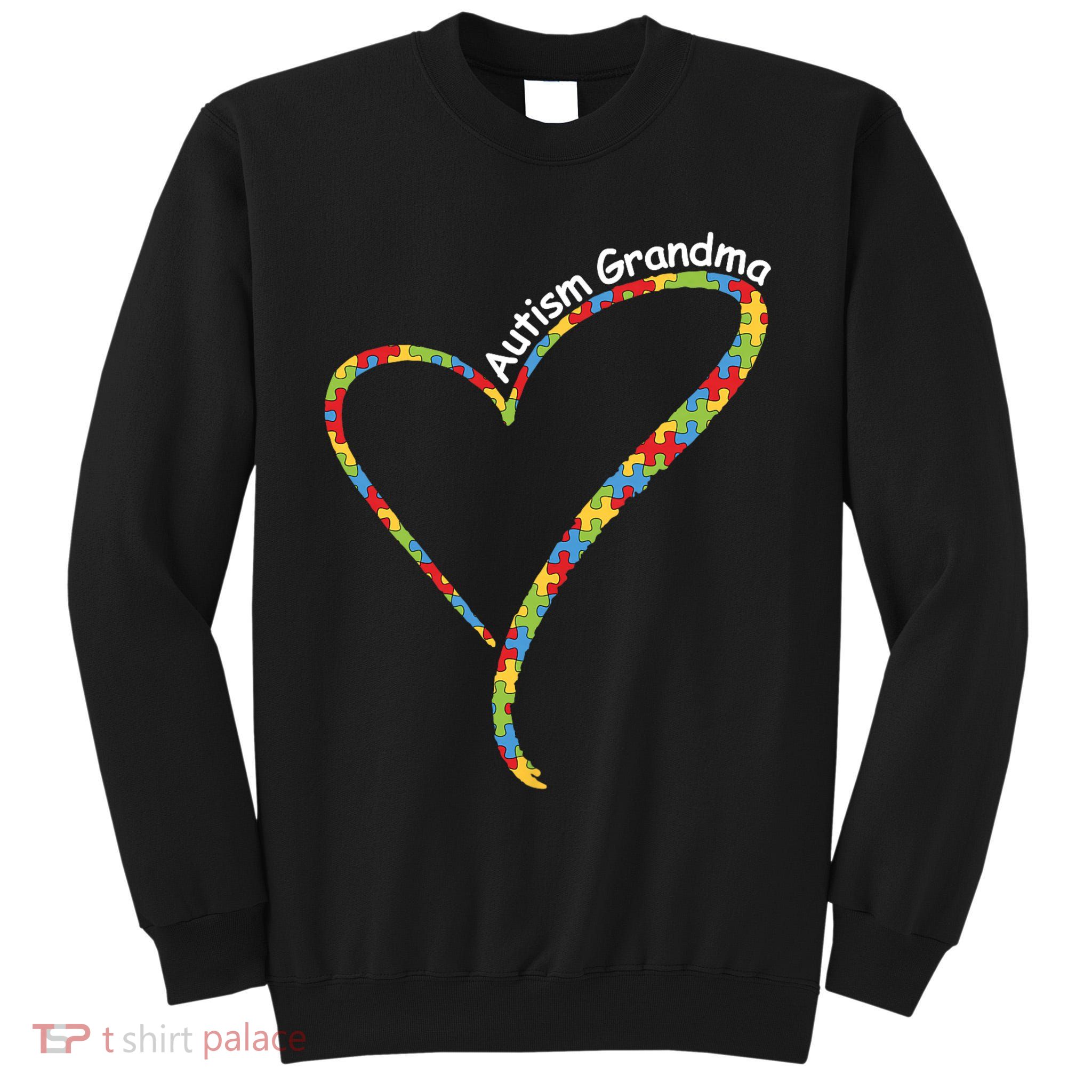 Autism Grandma Autism Awareness Puzzle Piece Heart Tall Sweatshirt