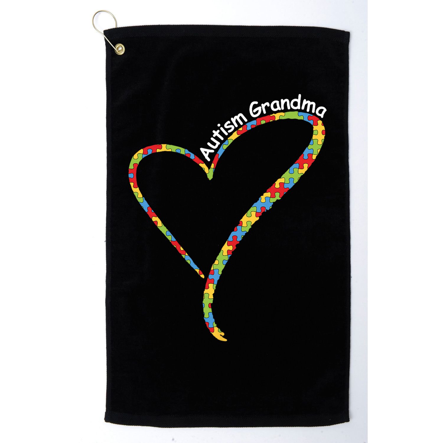 Autism Grandma Autism Awareness Puzzle Piece Heart Golf Towel