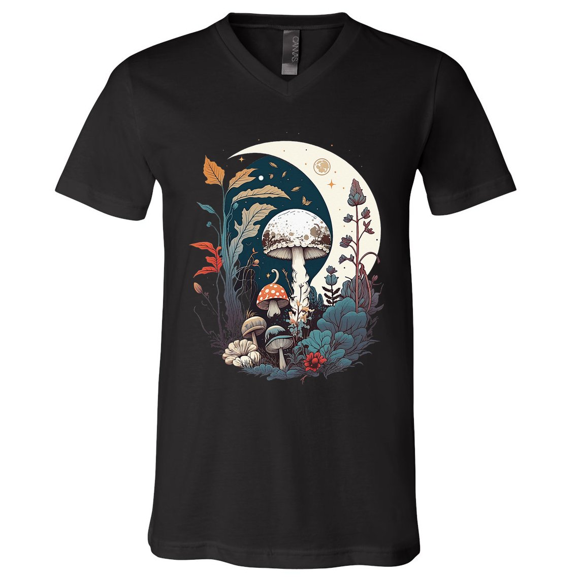 Aesthetic Goblincore And Dark Cottagecore Mushroom V-Neck T-Shirt