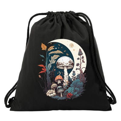 Aesthetic Goblincore And Dark Cottagecore Mushroom Drawstring Bag