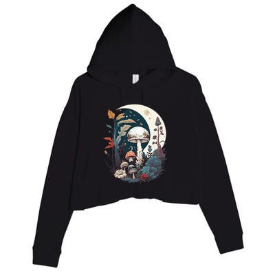 Aesthetic Goblincore And Dark Cottagecore Mushroom Crop Fleece Hoodie