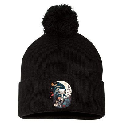 Aesthetic Goblincore And Dark Cottagecore Mushroom Pom Pom 12in Knit Beanie