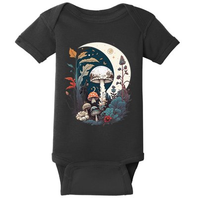 Aesthetic Goblincore And Dark Cottagecore Mushroom Baby Bodysuit