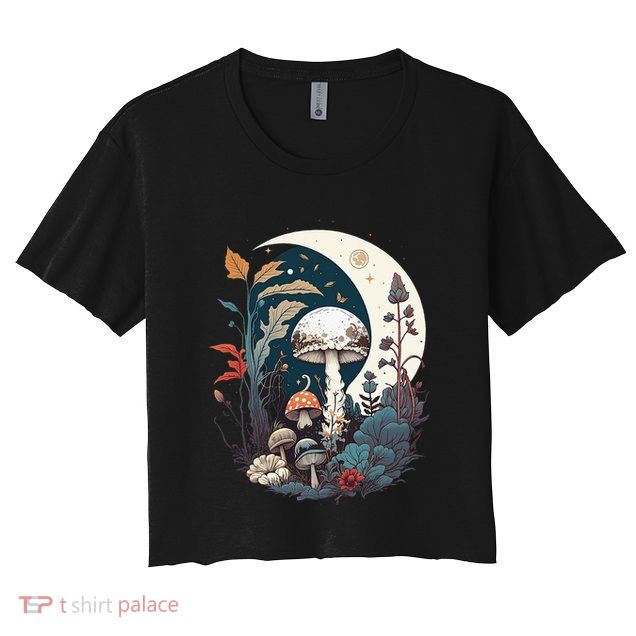 Aesthetic Goblincore And Dark Cottagecore Mushroom Crop Top