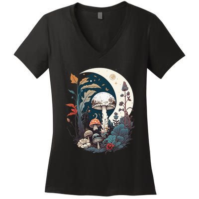 Aesthetic Goblincore And Dark Cottagecore Mushroom Women's V-Neck T-Shirt