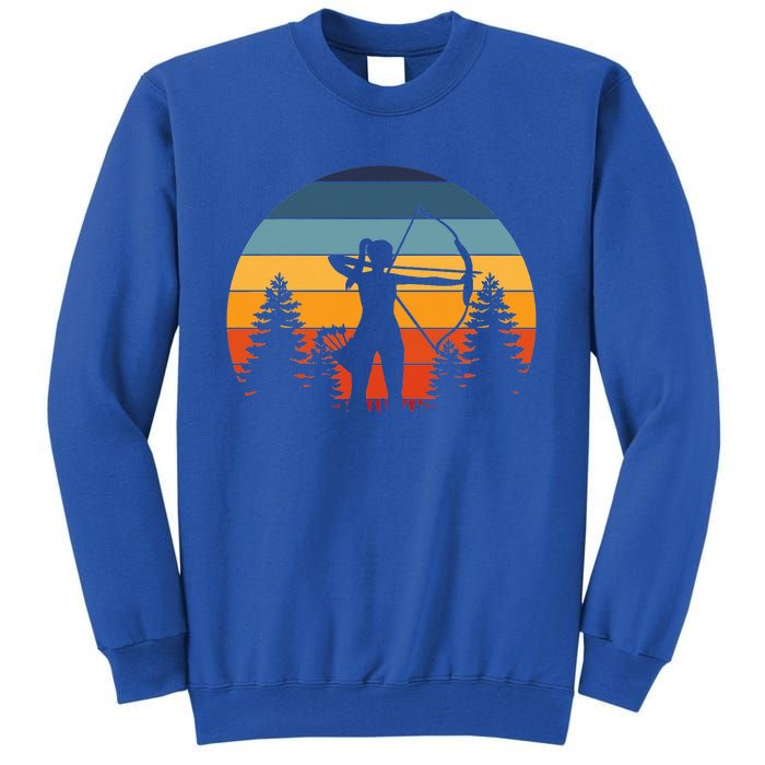 Archery Girl Archer Bow Vintage Retro Sunset Nice Tall Sweatshirt