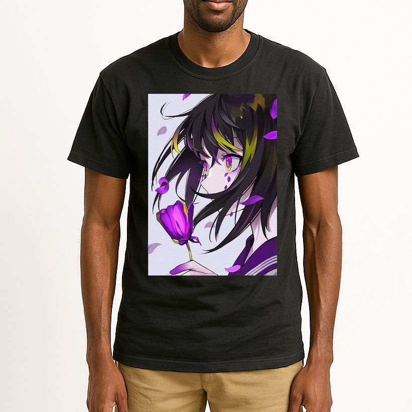 Anime Girl Aesthetic Floral Japanese Kawaii Waifu Tall T-Shirt