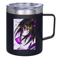 Anime Girl Aesthetic Floral Japanese Kawaii Waifu 12oz Stainless Steel Coffee Mug