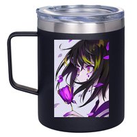 Anime Girl Aesthetic Floral Japanese Kawaii Waifu 12oz Stainless Steel Coffee Mug