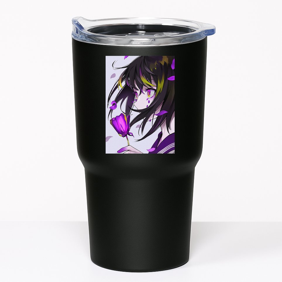 Anime Girl Aesthetic Floral Japanese Kawaii Waifu Tumbler