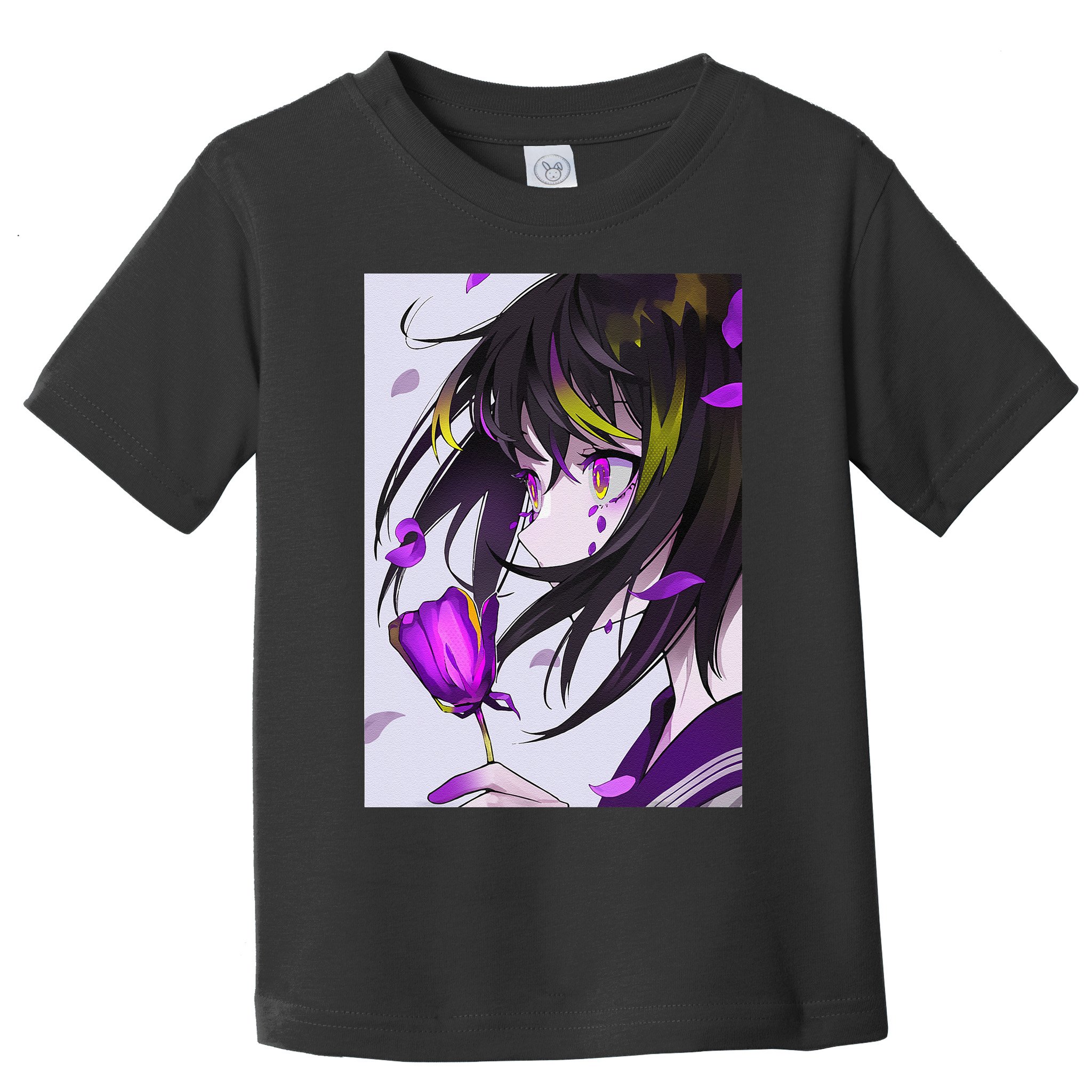 Anime Girl Aesthetic Floral Japanese Kawaii Waifu Toddler T-Shirt